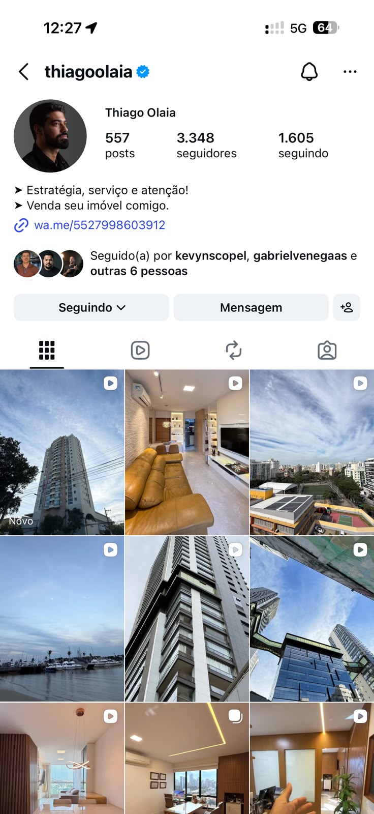 Perfil de Instagram do Thiago Olaia